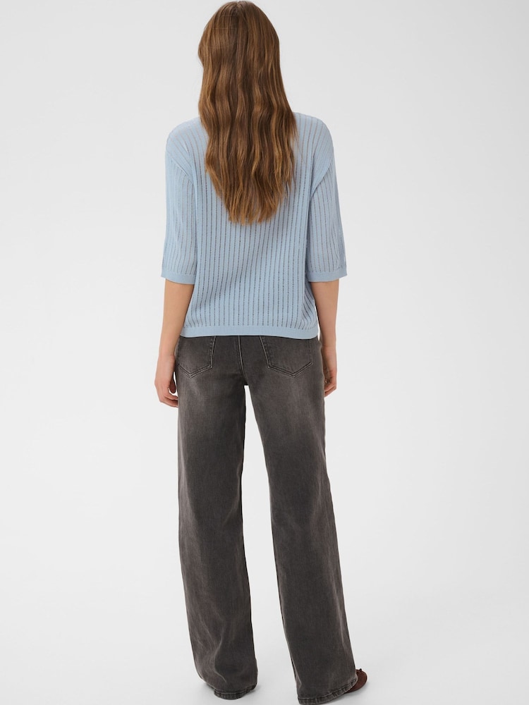 Kaffe Blue Abalina V-Neck Ribbed Jumper - Image 2 of 7 Kaffe Blue Abalina V-Neck Ribbed Jumper - Image 2 of 7
