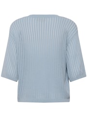 Kaffe Blue Abalina V-Neck Ribbed Jumper - Image 7 of 7