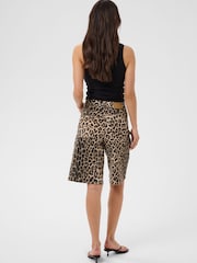 Kaffe Black Jessica Leopard Print Denim Shorts - Image 2 of 6