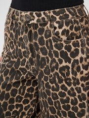 Kaffe Black Jessica Leopard Print Denim Shorts - Image 4 of 6