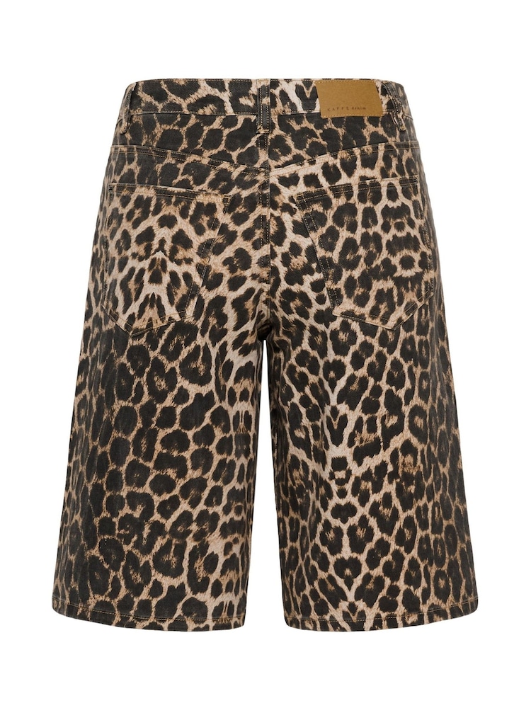 Kaffe Black Jessica Leopard Print Denim Shorts - Image 6 of 6 Kaffe Black Jessica Leopard Print Denim Shorts - Image 6 of 6