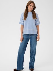 Kaffe Blue Jinie Knit Short Sleeve Jumper - Image 2 of 7