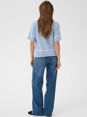 Kaffe Blue Jinie Knit Short Sleeve Jumper - Image 3 of 7