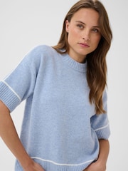 Kaffe Blue Jinie Knit Short Sleeve Jumper - Image 4 of 7