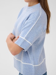 Kaffe Blue Jinie Knit Short Sleeve Jumper - Image 5 of 7