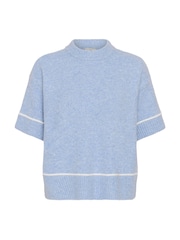 Kaffe Blue Jinie Knit Short Sleeve Jumper - Image 6 of 7
