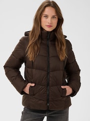 Kaffe Brown Susanne Hooded Puffer Jacket - Image 1 of 7