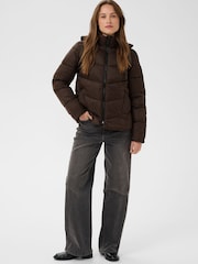 Kaffe Brown Susanne Hooded Puffer Jacket - Image 3 of 7
