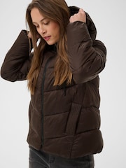 Kaffe Brown Susanne Hooded Puffer Jacket - Image 4 of 7