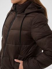 Kaffe Brown Susanne Hooded Puffer Jacket - Image 5 of 7