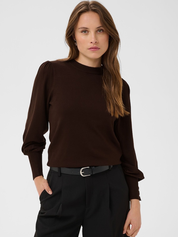 Kaffe Brown Lizza Round Neck Jumper - Image 1 of 7