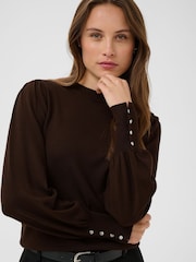 Kaffe Brown Lizza Round Neck Jumper - Image 4 of 7