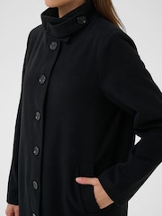 Kaffe Black Kafanny Button Up High Neck Coat - Image 4 of 7