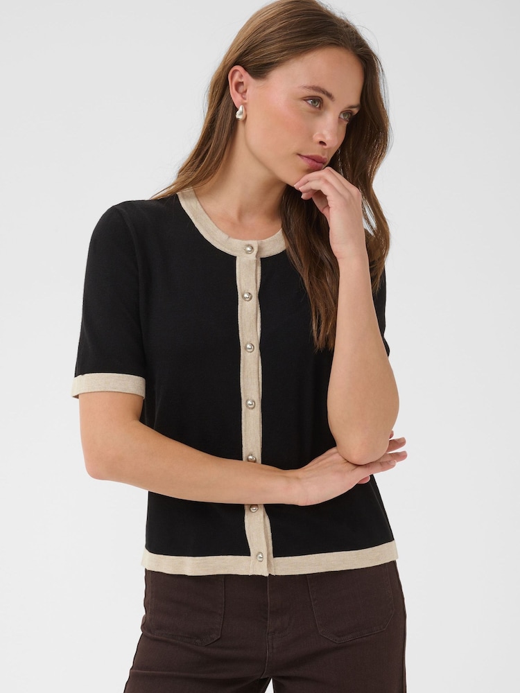Kaffe Black KaLizza Short Sleeve Knit Cardigan - Image 1 of 7