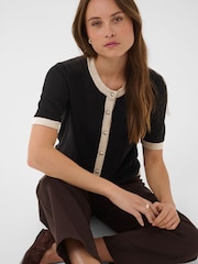 Kaffe Black KaLizza Short Sleeve Knit Cardigan - Image 4 of 7