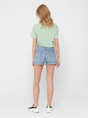 Only Blue High Waisted Stretch Mom Denim Shorts - Image 2 of 5