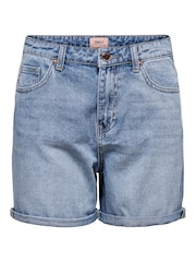 Only Blue High Waisted Stretch Mom Denim Shorts - Image 5 of 5