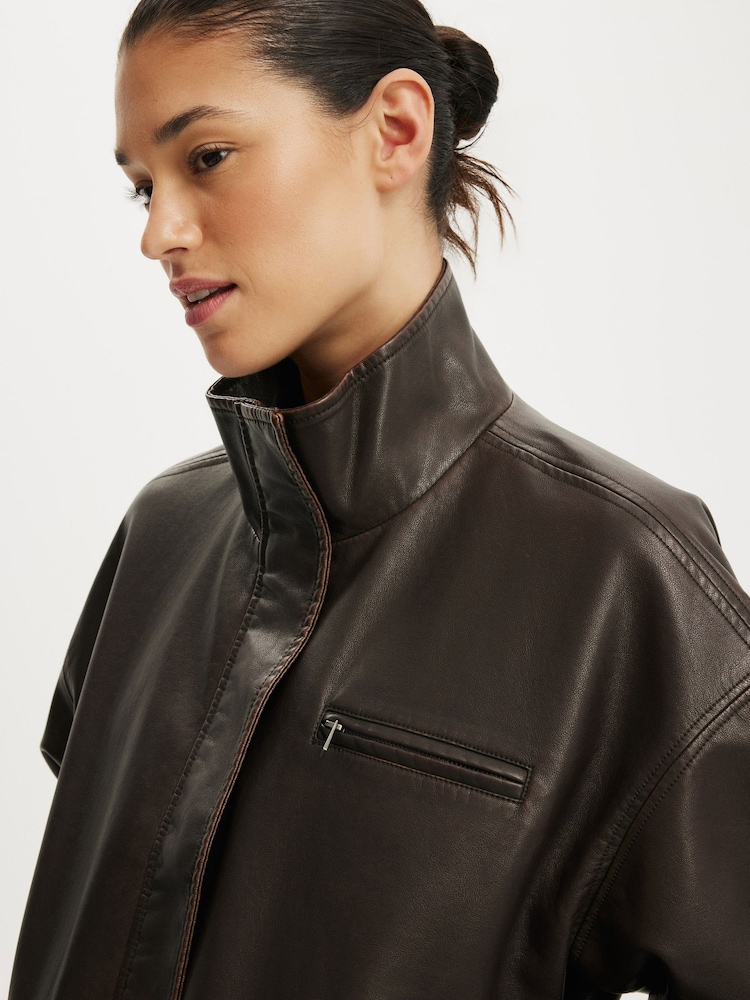 Cotton On Red Easton Funnel Neck Bomber Jacket - Image 1 of 6