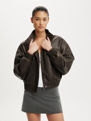 Cotton On Red Easton Funnel Neck Bomber Jacket - Image 2 of 6