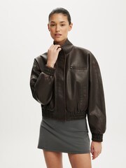 Cotton On Red Easton Funnel Neck Bomber Jacket - Image 5 of 6
