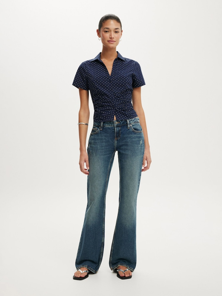 Cotton On Blue Maya Rouched Shirt - Image 1 of 4