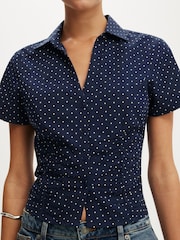 Cotton On Blue Maya Rouched Shirt - Image 4 of 4