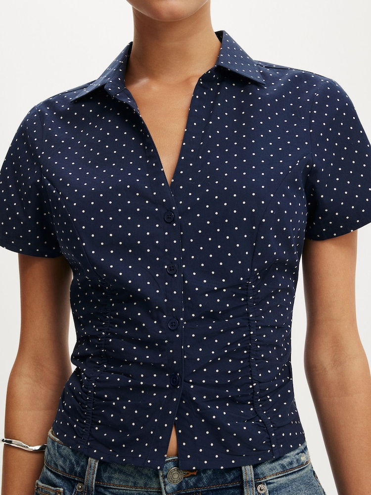 Cotton On Blue Maya Rouched Shirt - Image 4 of 4