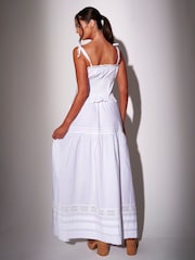 South Beach White Pleat Detail Tiered Maxi Skirt - Image 2 of 5