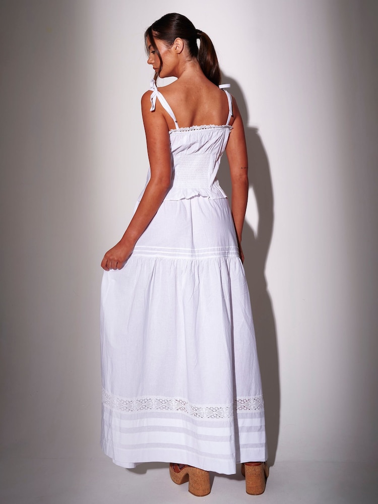 South Beach White Pleat Detail Tiered Maxi Skirt - Image 2 of 5