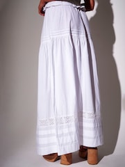 South Beach White Pleat Detail Tiered Maxi Skirt - Image 5 of 5