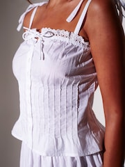 South Beach White Tie Shoulder Pleated Top - Image 4 of 4