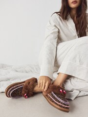 Dierenprint - Muiltjes van Stitch met suède voering en imitatiebont - Afbeelding 2 van 3