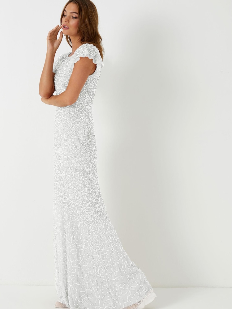 Maya White Flutter Sleeve Maxi Dress - Image 4 of 4