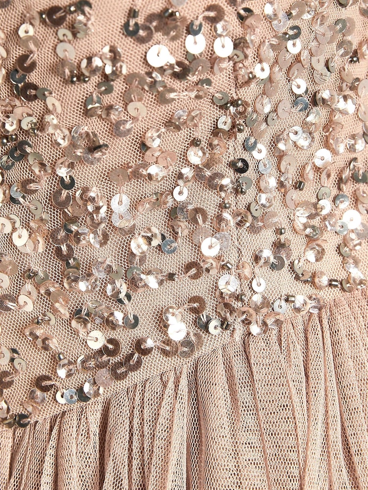 Maya Pink Maternity Delicate Sequin Cap Sleeve Maxi Dress - Image 7 of 7