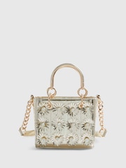River Island Gold 3D Floral Applique Tote Bag - Image 3 of 6