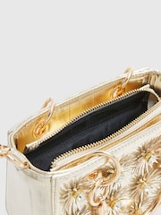 River Island Gold 3D Floral Applique Tote Bag - Image 6 of 6