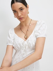 River Island White Short Sleeve Broderie Midi Dress - Image 3 of 4