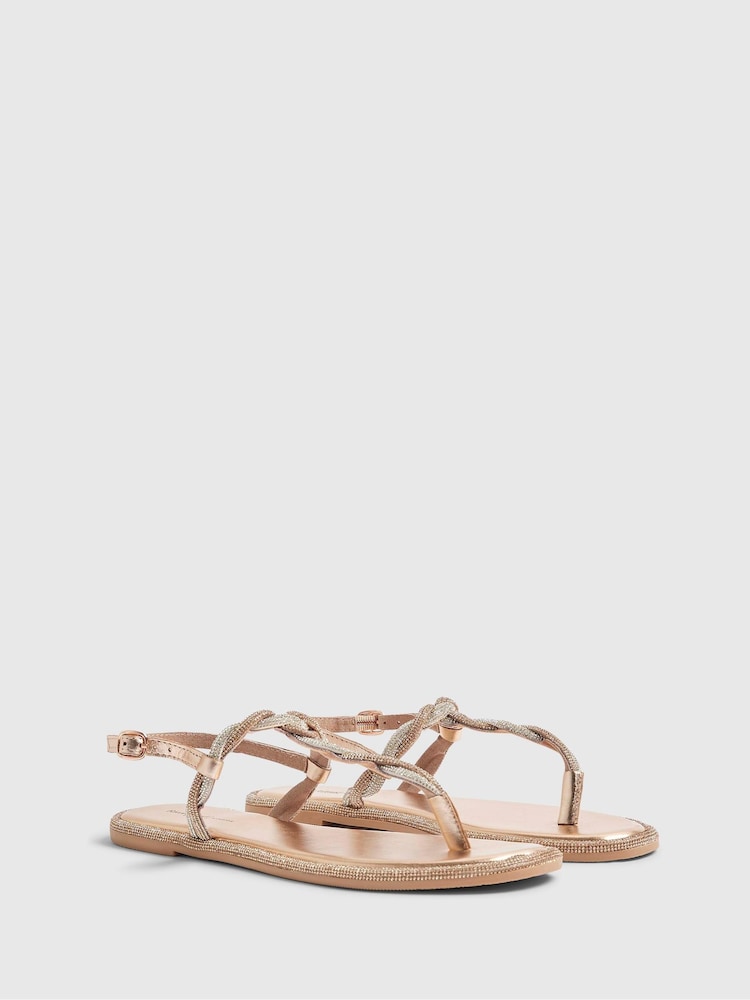 River Island Twisted Diamante Toe Thong Sandals - Bild 2 von 6 River Island Twisted Diamante Toe Thong Sandals - Bild 2 von 6