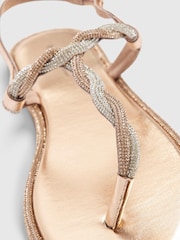 River Island Twisted Diamante Toe Thong Sandals - Bild 5 von 6
