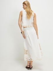 River Island White Cutwork Belted Midi Skirt - Image 4 of 4