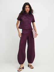 River Island Cotton Blend Barrel Leg Trousers - 画像 1 / 4