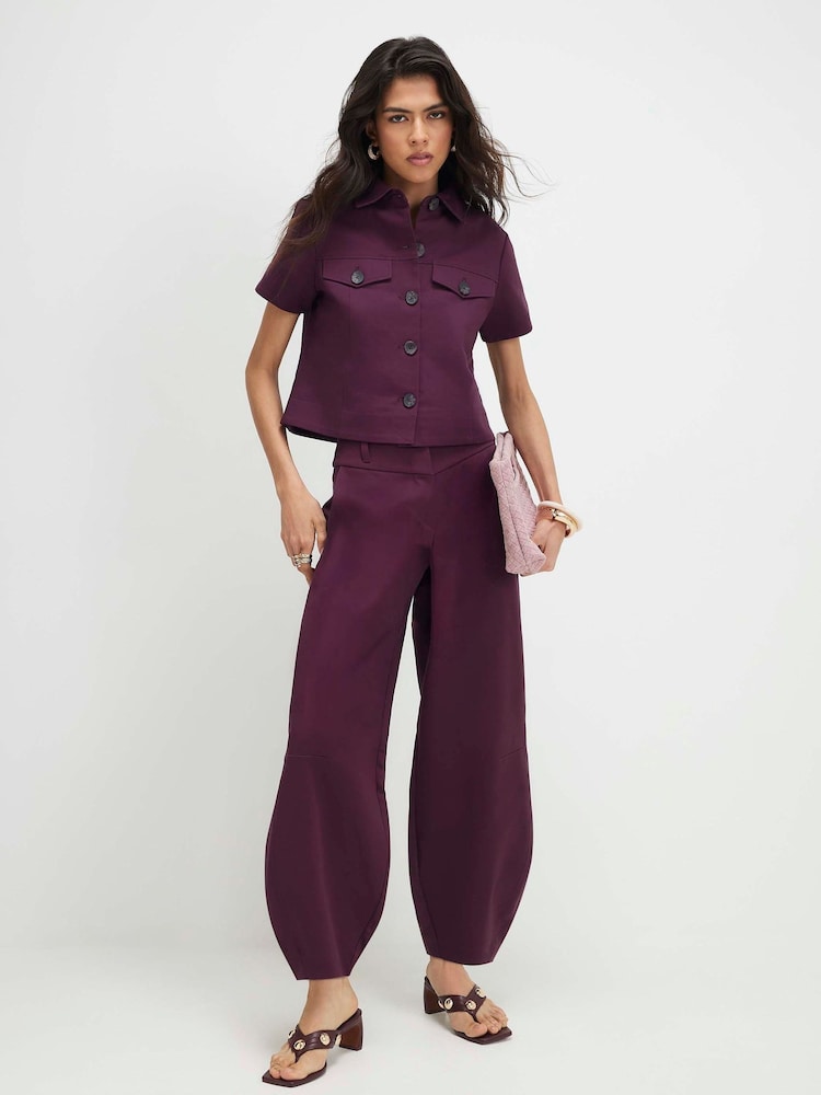 River Island Cotton Blend Barrel Leg Trousers - 画像 1 / 4