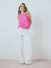 River Island Sleeveless Lace Shell Top - صورة 3 من 4