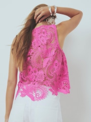 River Island Sleeveless Lace Shell Top - صورة 4 من 4