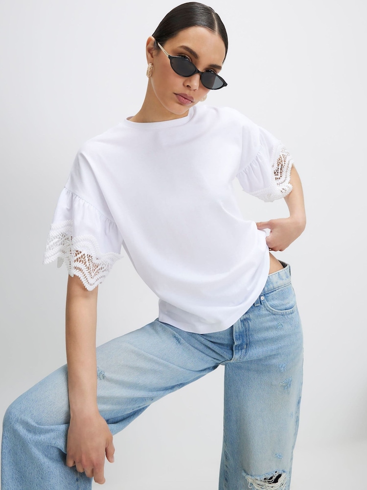 River Island Lyhythihainen Virkattu T-paita - Kuva 1 / 4