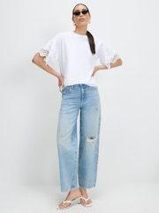 River Island Lyhythihainen Virkattu T-paita - Kuva 3 / 4
