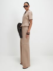 River Island Natural Mid Rise Straight Leg Cargo Trousers - Image 1 of 4