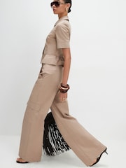 River Island Natural Mid Rise Straight Leg Cargo Trousers - Image 2 of 4