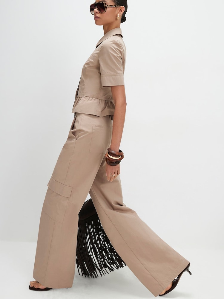 River Island Natural Mid Rise Straight Leg Cargo Trousers - Image 2 of 4