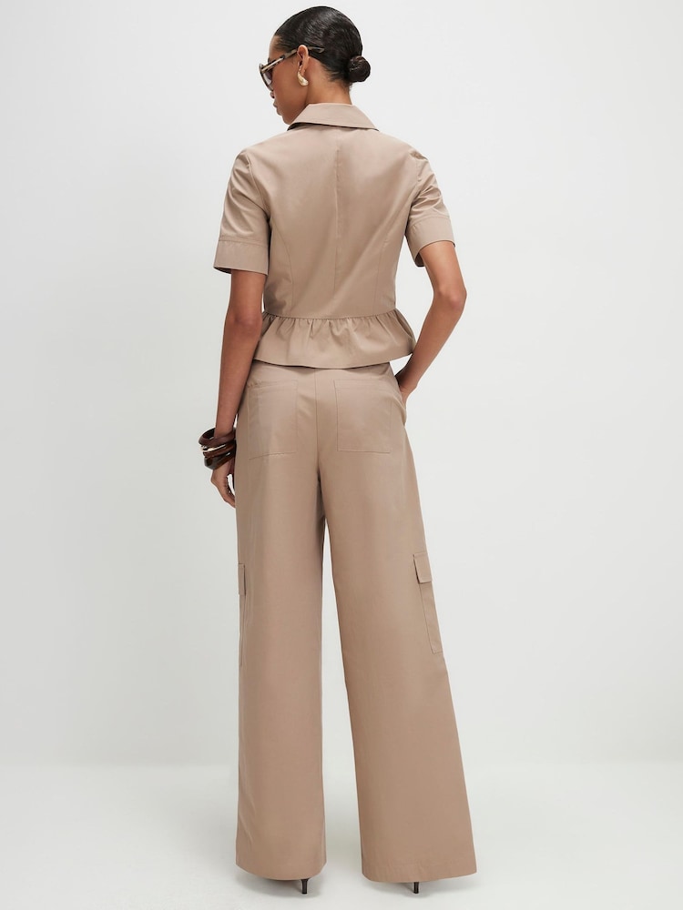 River Island Natural Mid Rise Straight Leg Cargo Trousers - Image 4 of 4